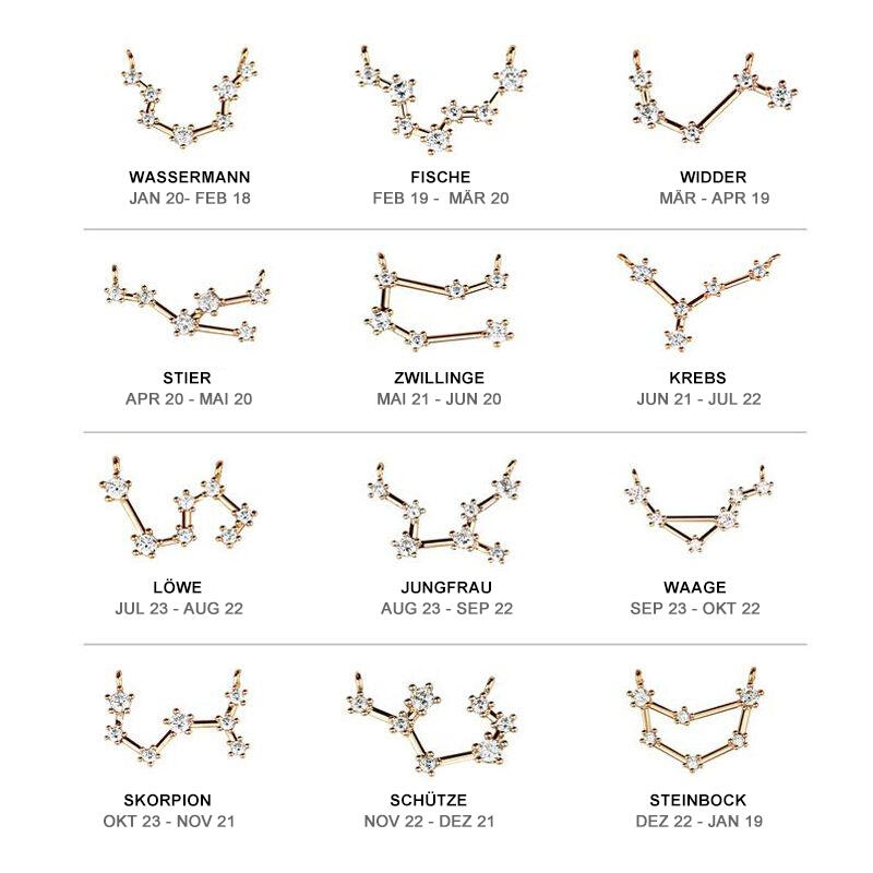 Jeulia Sternzeichen Sterling Silber Schlüsselbein Kette Persönlichkeit Geburtstagsgeschenk