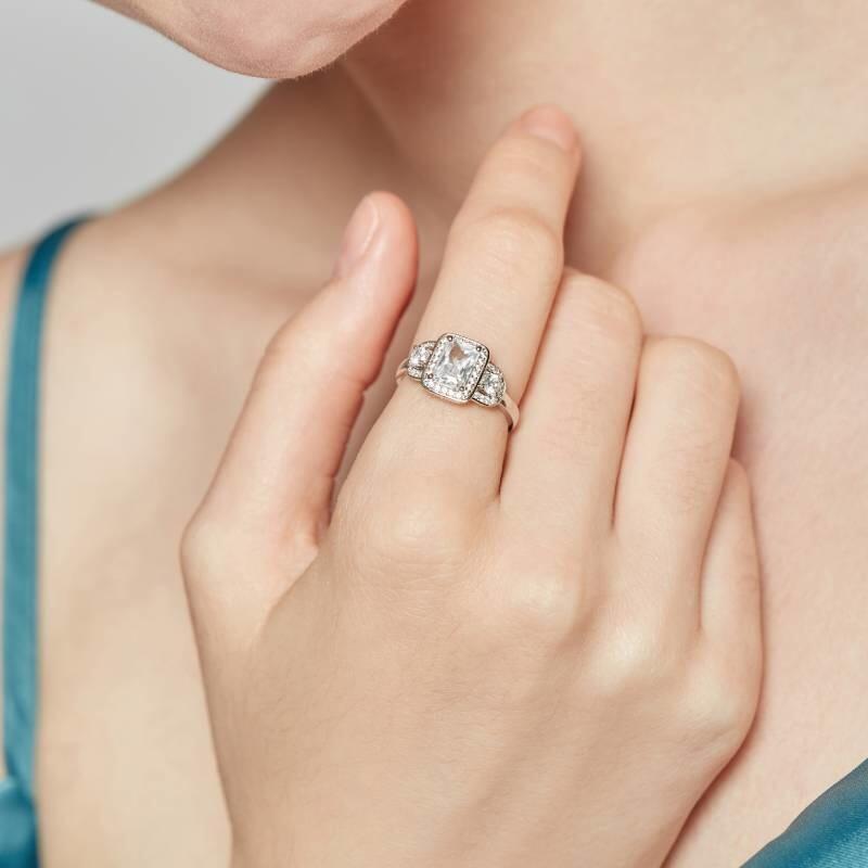 "A Promise Of Love" Radiant Cut Halo Engagement Ring