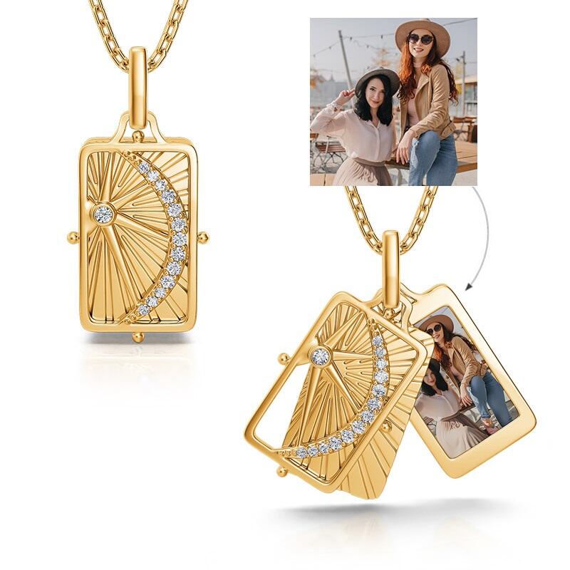 Jeulia サン・ムーン・スター カスタム写真ロケットネックレス