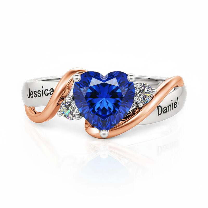 Jeulia Amore Love Custom Heart Promise Ring with Birthstone and Engraved
