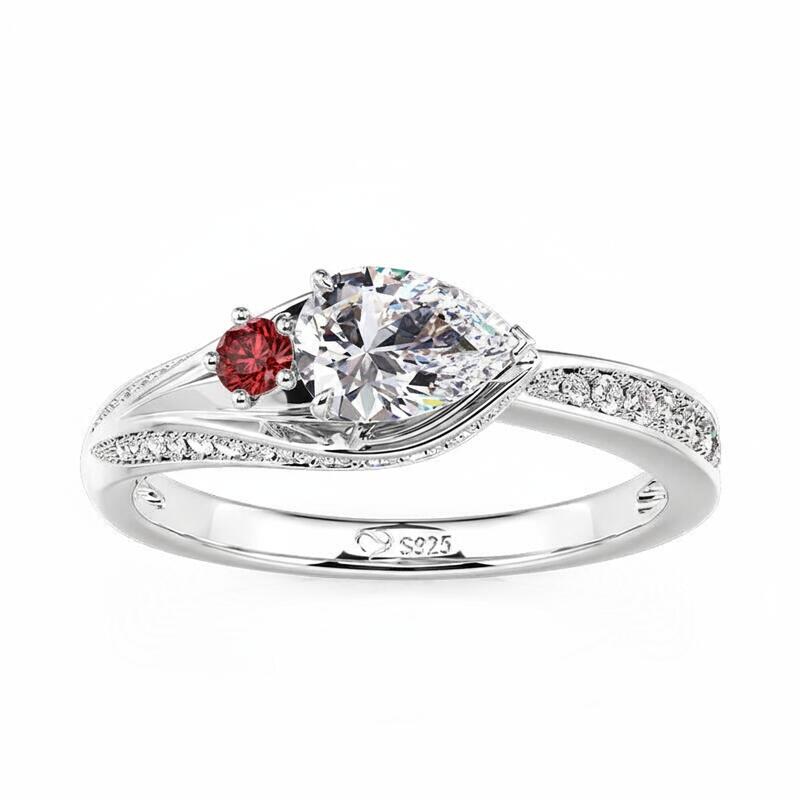 Jeulia Simple Calla Lily Custom Birthstone Ring