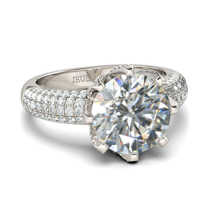 Jeulia Large Stone Round Cut Sterling Silver Ring