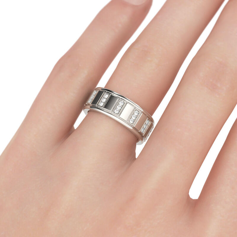 Jeulia Anel masculino clássico de prata esterlina com corte redondo