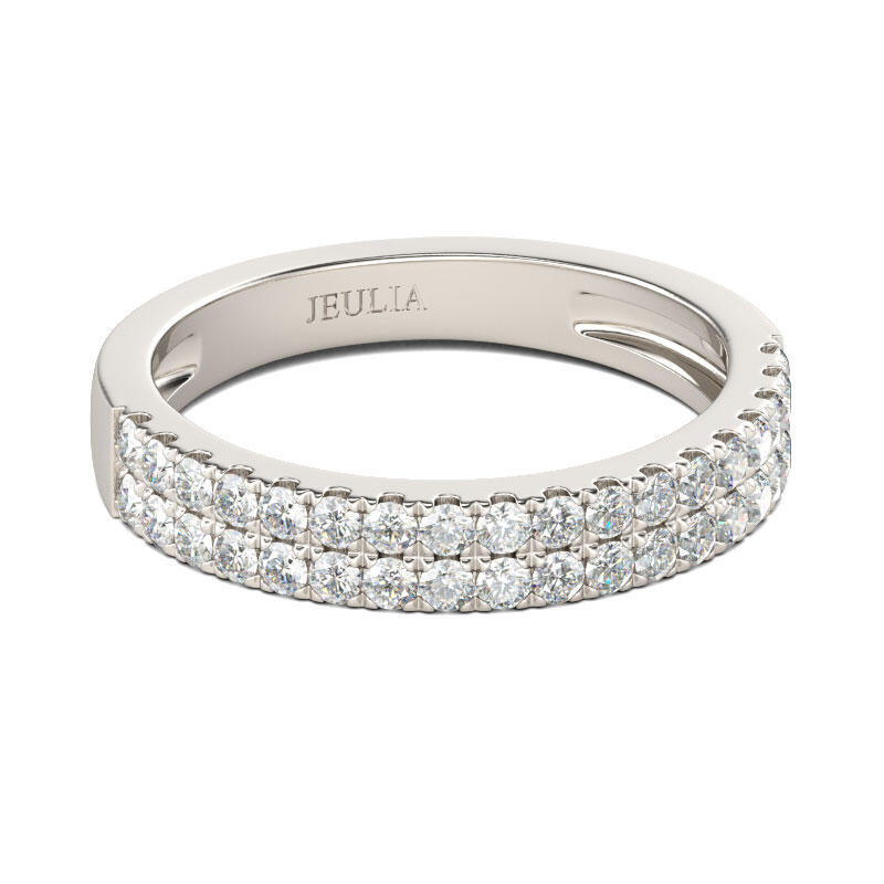 Jeulia Simple Round Cut Sterling Silver Women's Band
