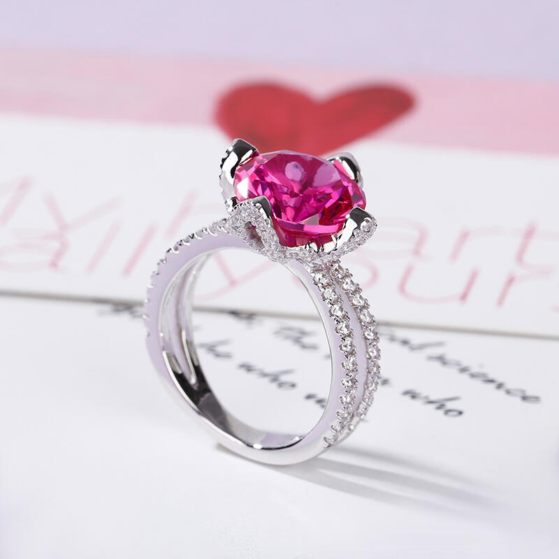 Blommönster Rundslipad Sterling Silverring