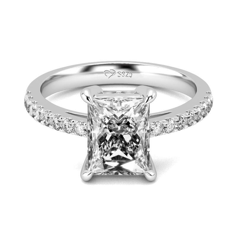 Jeulia Classic Radiant Cut Sterling Silver Ring
