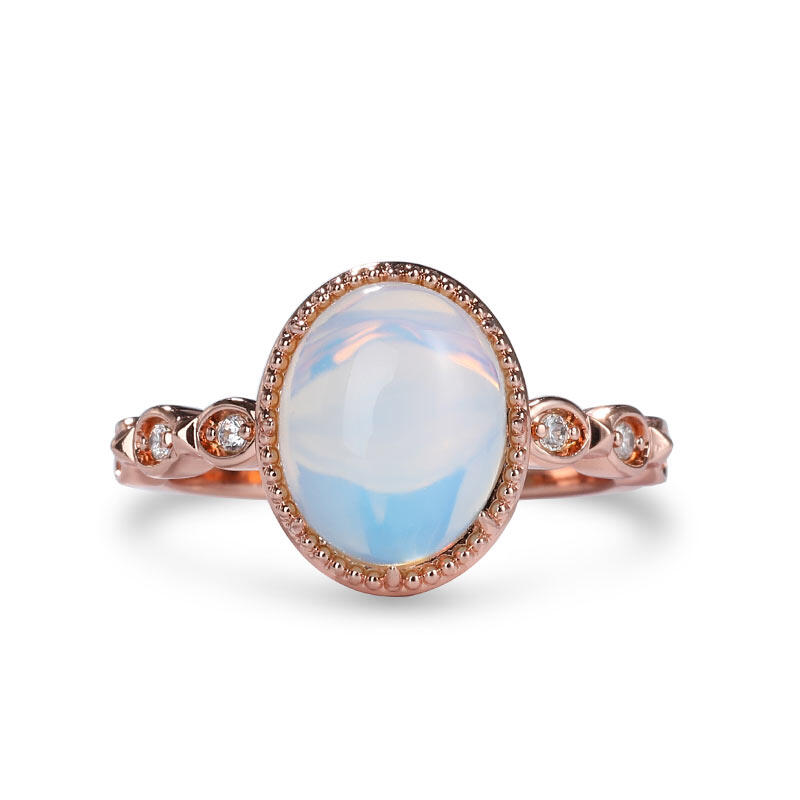 Jeulia "Enchanting Moon" Oval Cut Moonstone Sterling Silver Ring