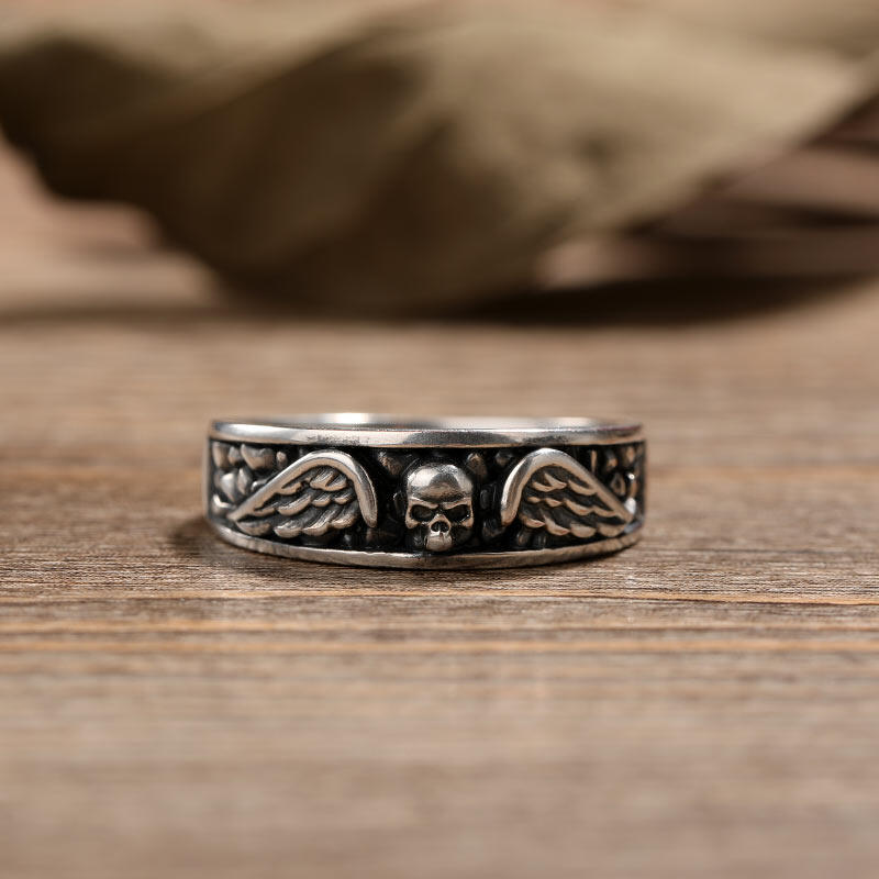 Jeulia "Flying Skull" Wing Sterling Silver Band