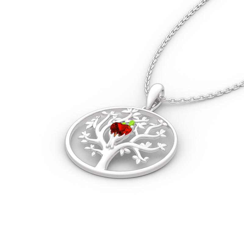Jeulia Collar de plata de ley con corte de corazón "árbol de la vida"