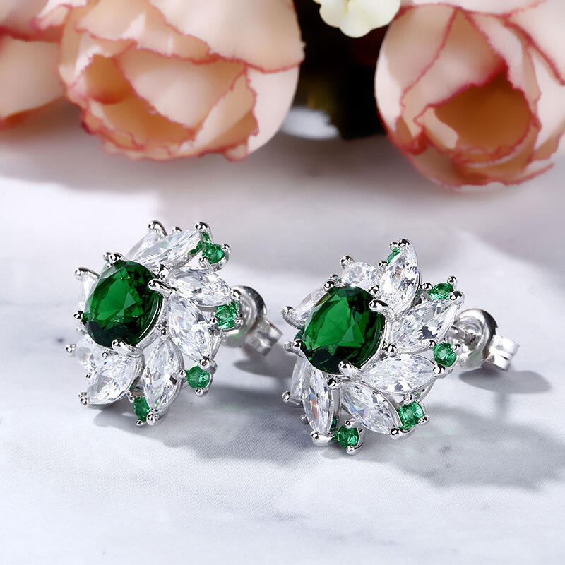 Jeulia Brincos halo corte redondo em prata esterlina