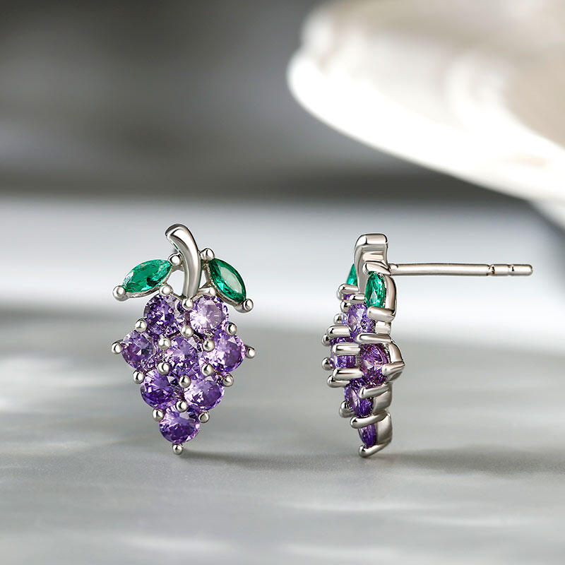 Jeulia Cute Grape Fruit Sterling Silver Stud Earrings