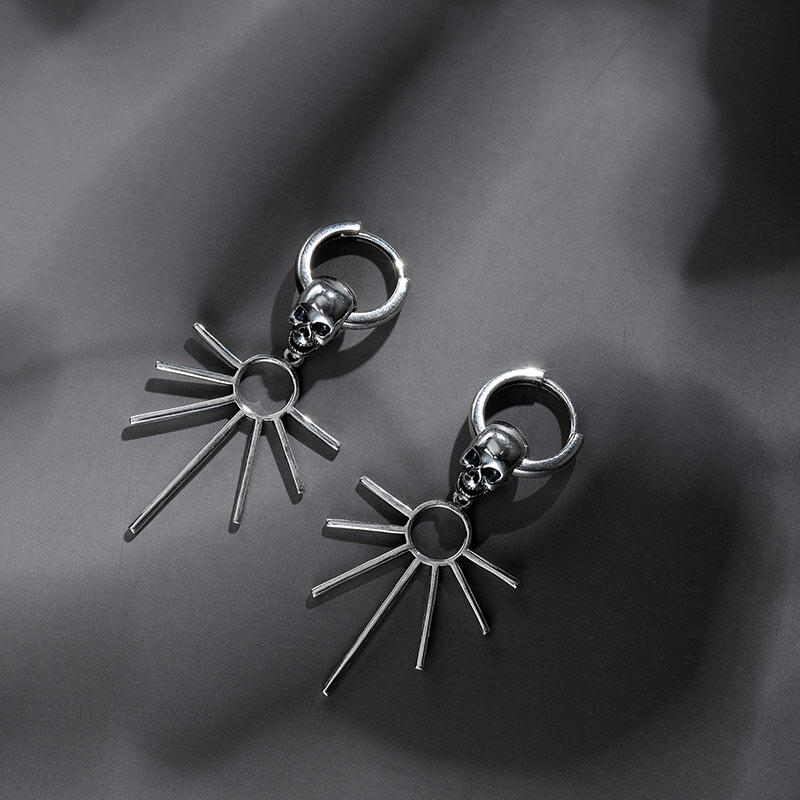 Jeulia Pendientes colgantes de calavera fantasma de plata de ley