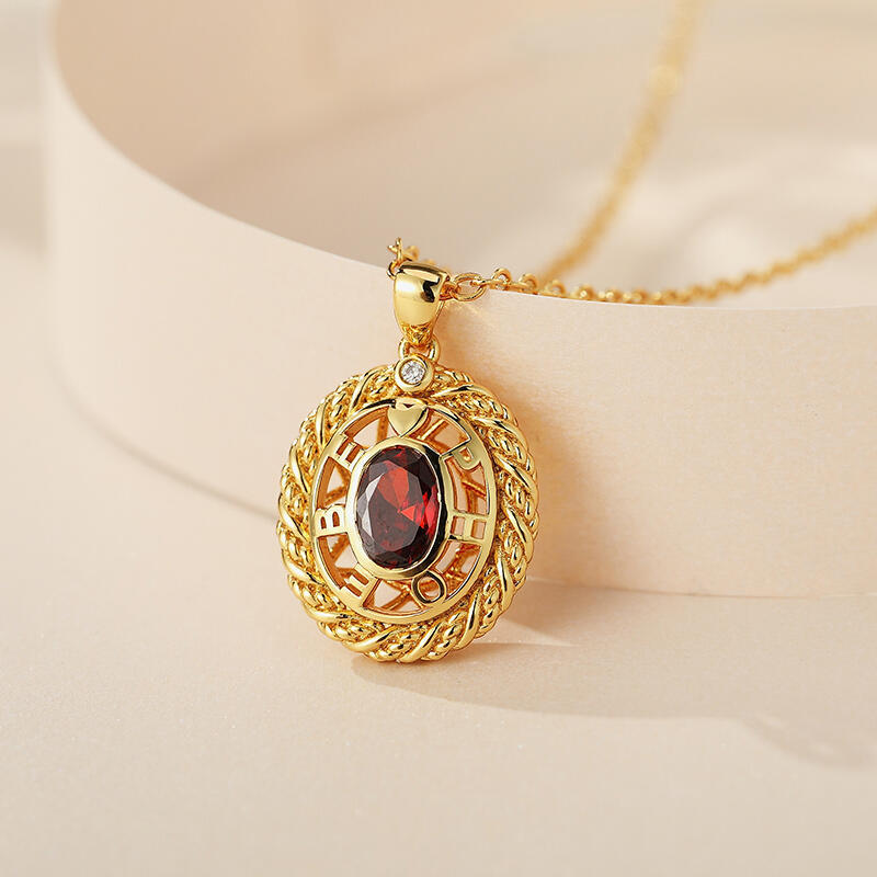 Jeulia Collar de nombre personalizado con corte ovalado de plata de ley