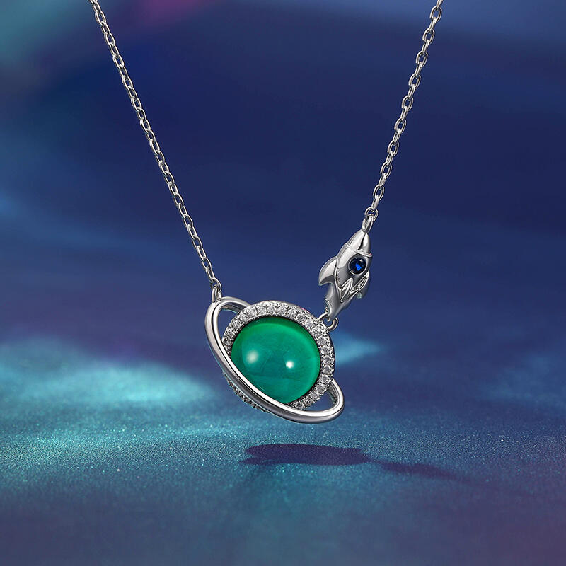 Jeulia "Creative Planet" Mood Color Changing Sterling Silver Necklace