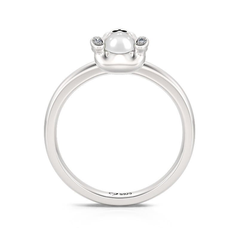 Jeulia Hug Me "Tiny Bear" Cultured Pearl Sterling Silver Ring