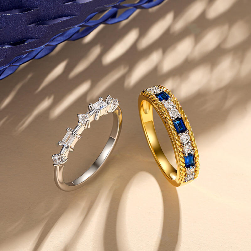 Jeulia Everyday Two Tone Rope Twisted Engagement Ring Set 2PCS