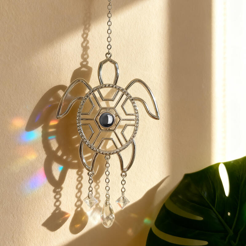 Adorno colgante con imagen de proyección de tortuga personalizada, regalo de Navidad para la familia