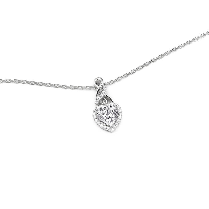 Jeulia Eternal Halo Heart Necklace Sterling Silver