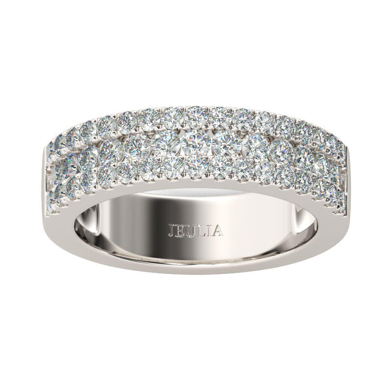 Jeulia Simple Round Cut Sterling Silver Women's Band