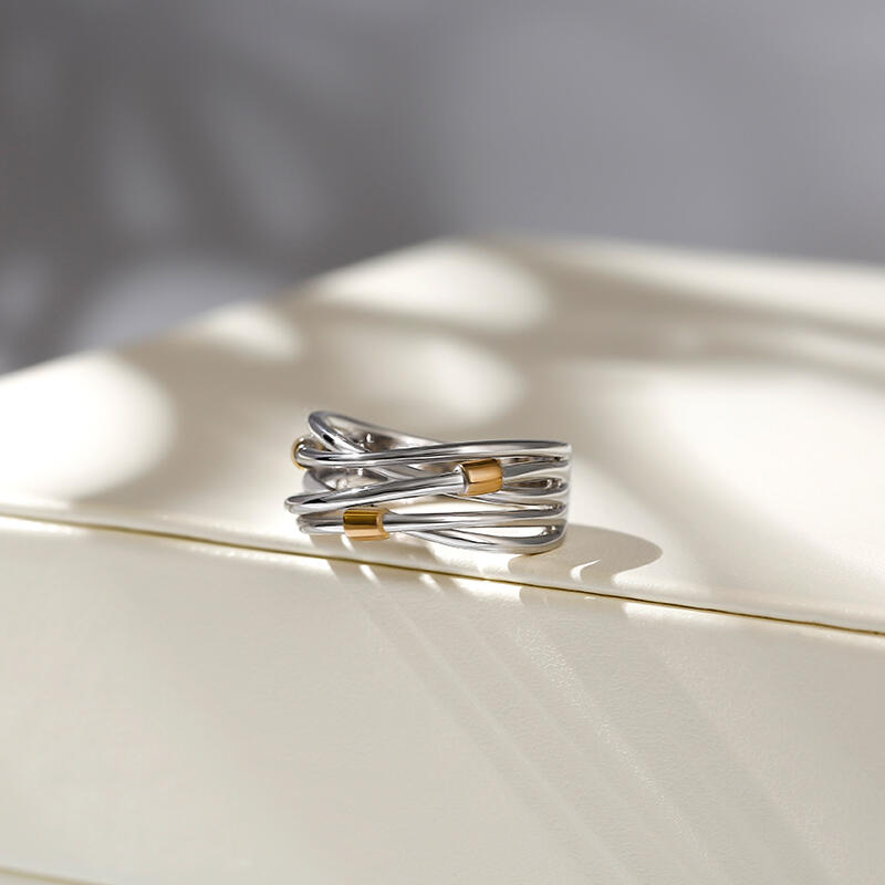 Jeulia Anillo De Cruce Con Dos Tonos En Plata De Ley