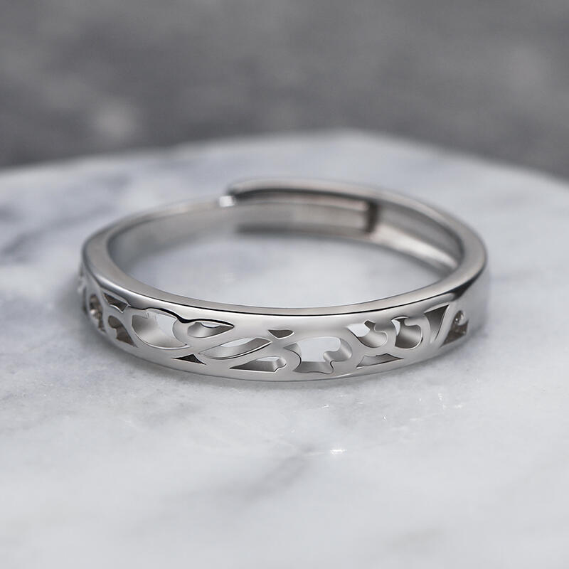 Jeulia "Endless Love" Vine Flower Design Adjustable Sterling Silver Men's Band