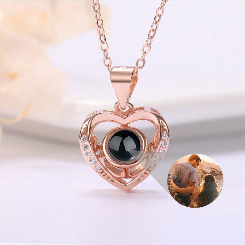 ハート 投影 写真 写真入れ ネックレス