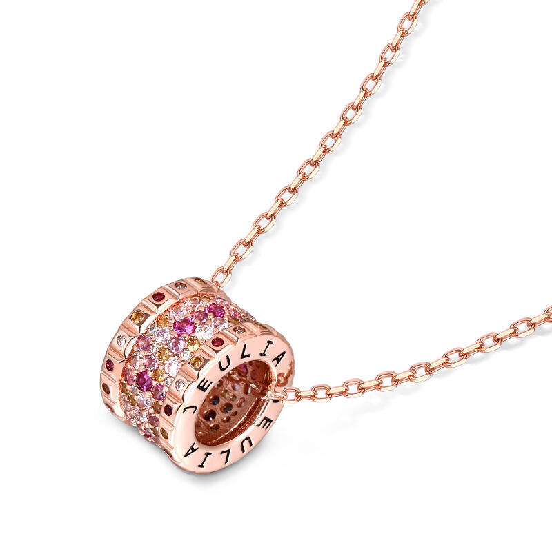 Jeulia Collar de plata de ley brillante con piedras multicolor