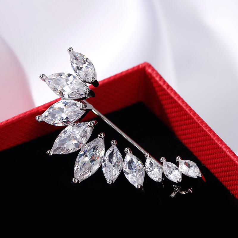 Jeulia Broche de plata esterlina de corte marquesa de diseño exclusivo