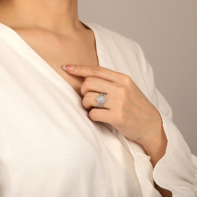 "Blushing Beloved" Pear Cut Bridal Set