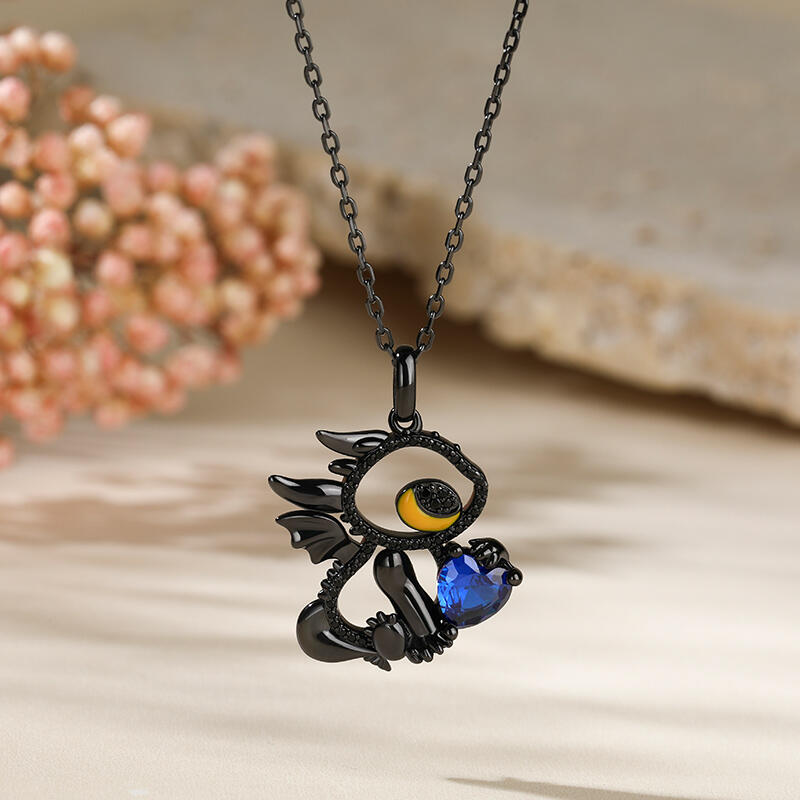 Jeulia Collar Personalizado de Dragón de Plata Esterlina con Piedra Natal de Corazón