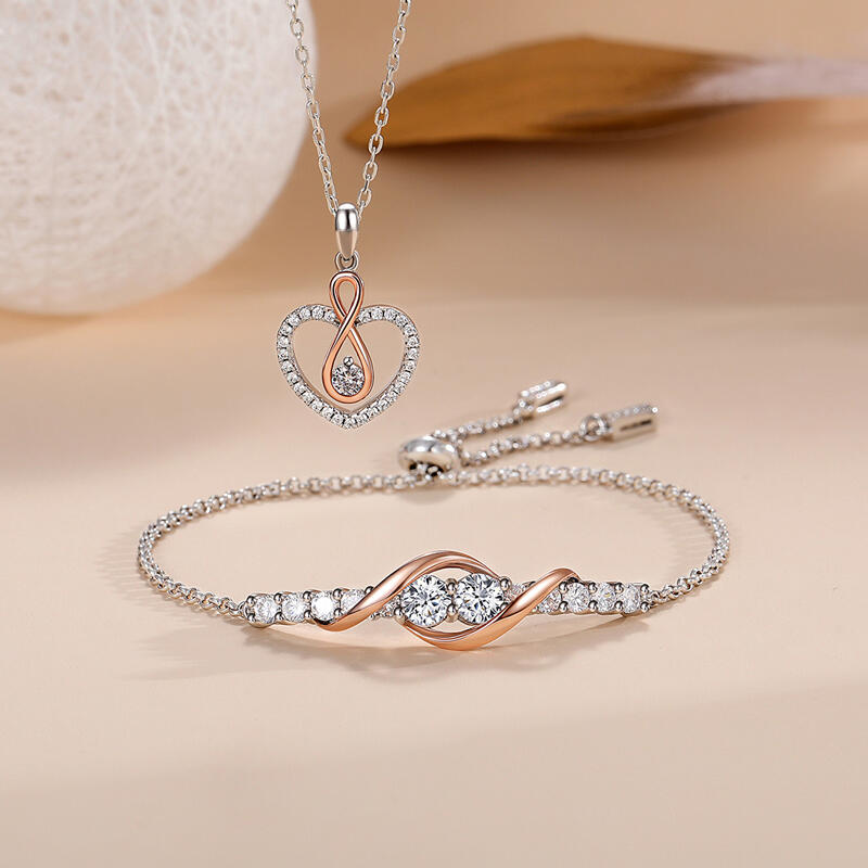 Jeulia "You Complete Me" Custom Infinity Heart Necklace