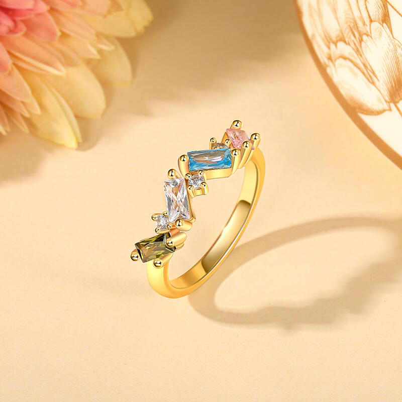 Jeulia Multicolored Gemstone Cluster Custom Women's Ring