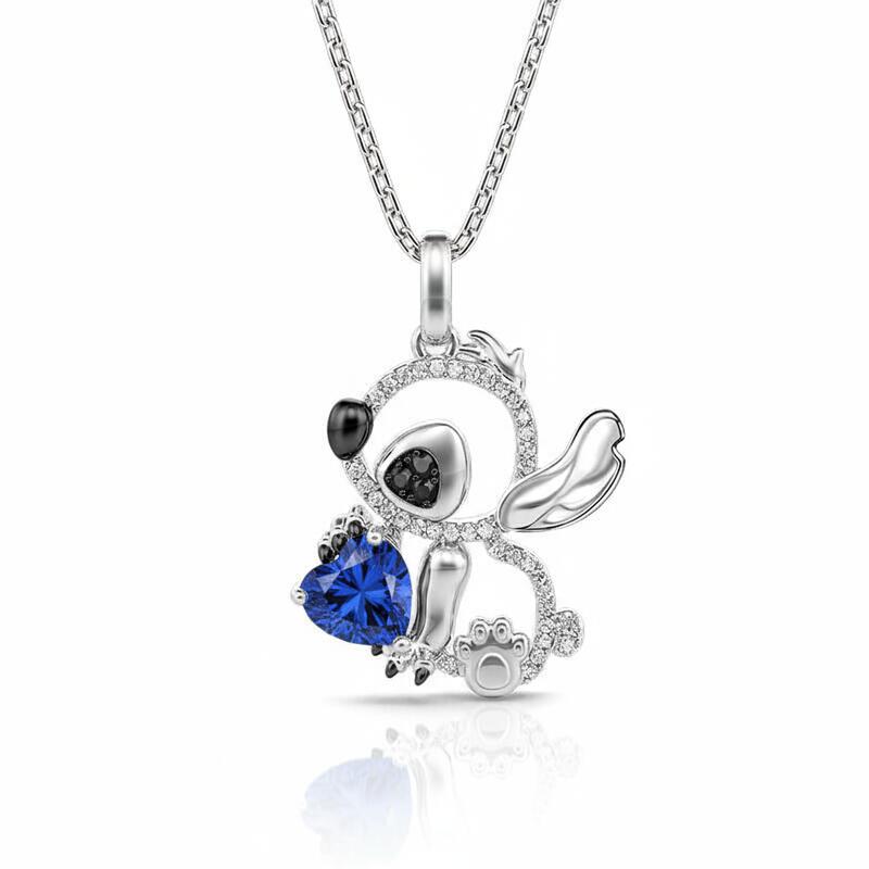 Jeulia Hug Me "Little Monster" Heart Cut Personalized Sterling Silver Necklace