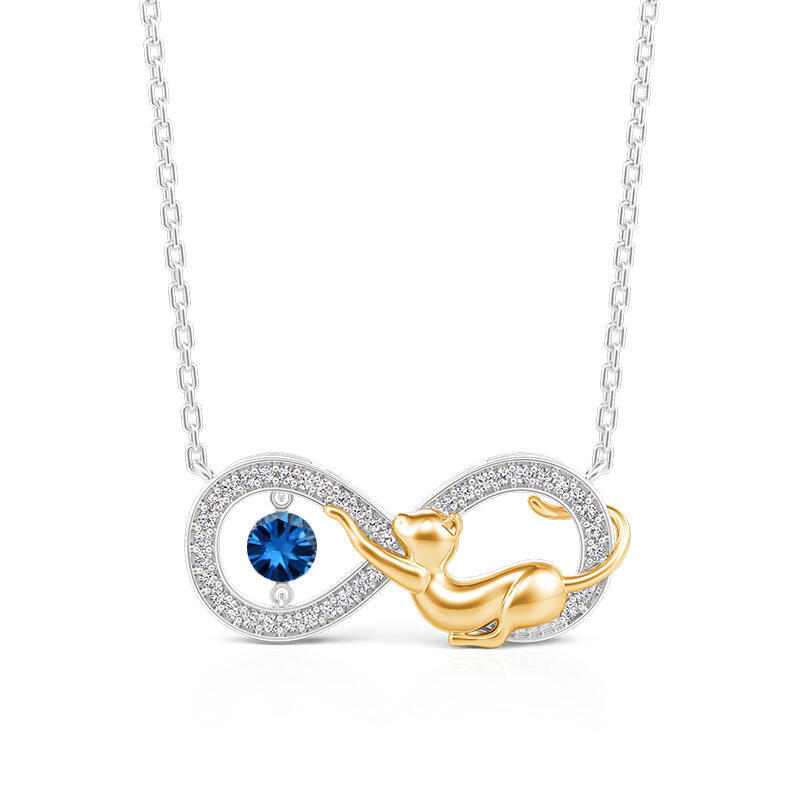 Jeulia Infinity Custom Birthstone Cat Necklace