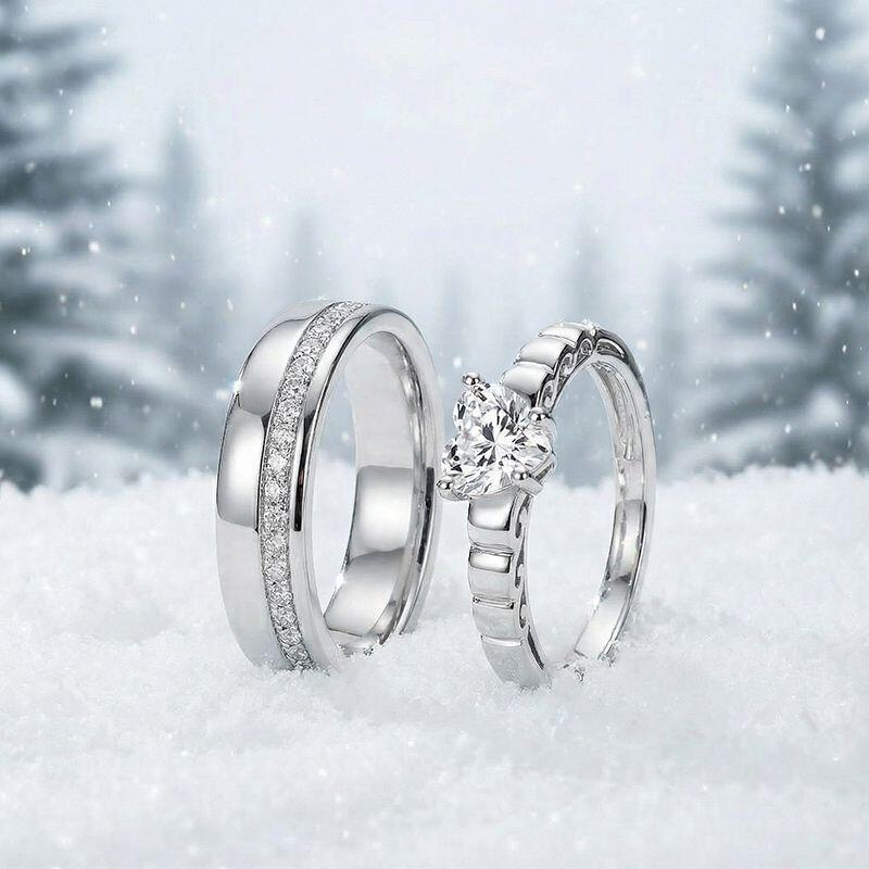 Jeulia Fashion Hidden Bow Heart Promise Ring Sterling Silver