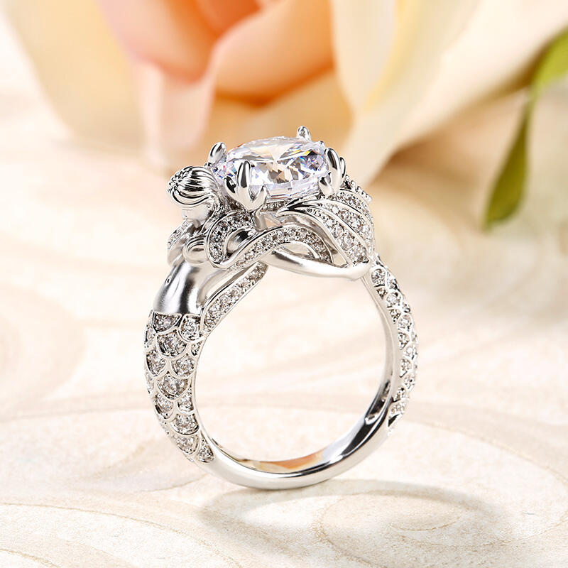 Jeulia "Goddess of the Sea" Sterling Silver Mermaid Ring