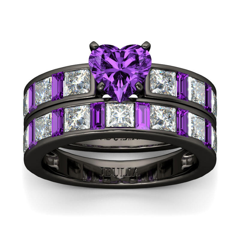 Jeulia Conjunto De Anillos De Talla Cordiforme En Plata De Ley