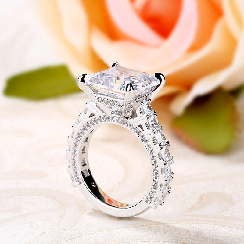 Jeulia Classic Asscher Cut Sterling Silver Ring