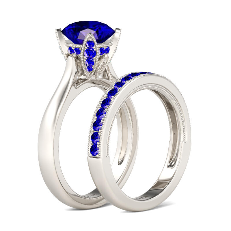 Jeulia Classic Round Cut Sterling Silver Ring Set