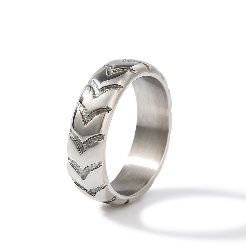 Jeulia Reifen-Muster Edelstahl Herren Bandring