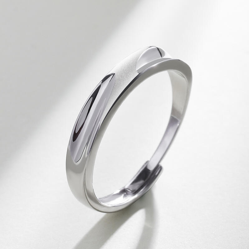 Jeulia Anillo con diseño sencillo de plata de ley de talla ajustable para hombre