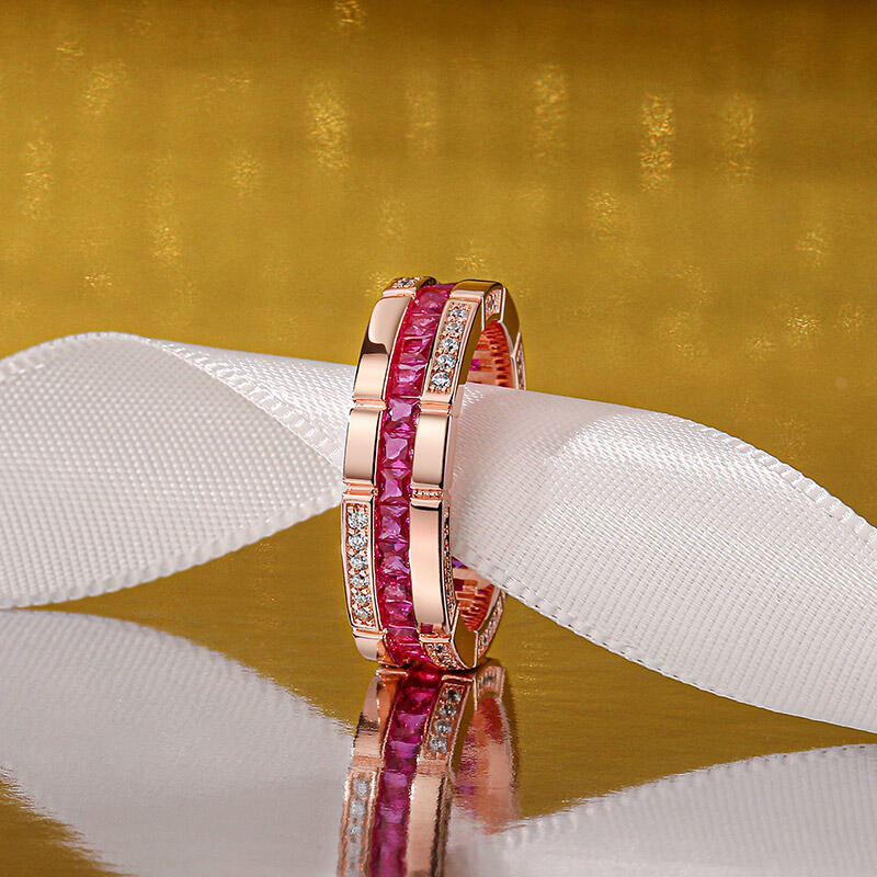 Jeulia "Elegant Eternity" Princess Cut Sterling Silver Women's Band