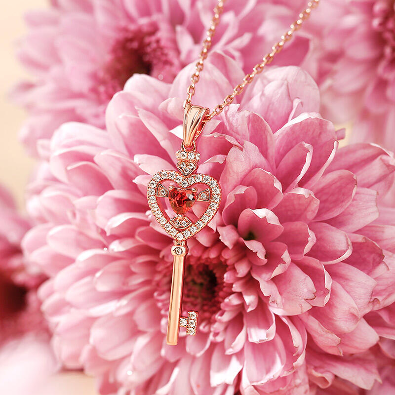 Jeulia Collar de plata de ley con llave en forma de corazón