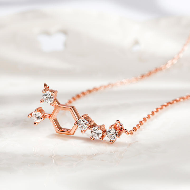 Jeulia "Share Your Pleasure" Geometric Hexagon Sterling Silver Necklace