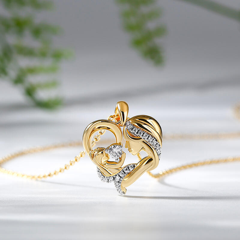 Jeulia "Warmest Protection" Mom & Baby Heart Sterling Silver Necklace