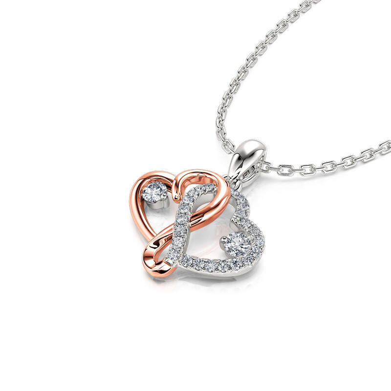 Jeulia Collar mujer infinito de plata de ley con forma de dos corazones