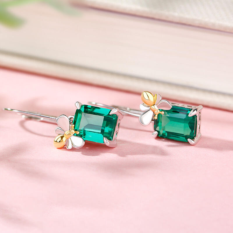 Jeulia "Honey Bee" Emerald Cut Sterling Silver Earrings