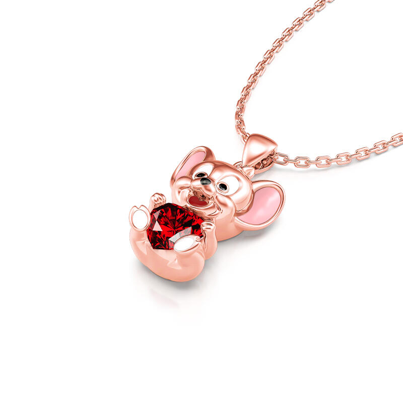 Jeulia Hug Me Collar lindo de plata de ley corte corazón piedra roja