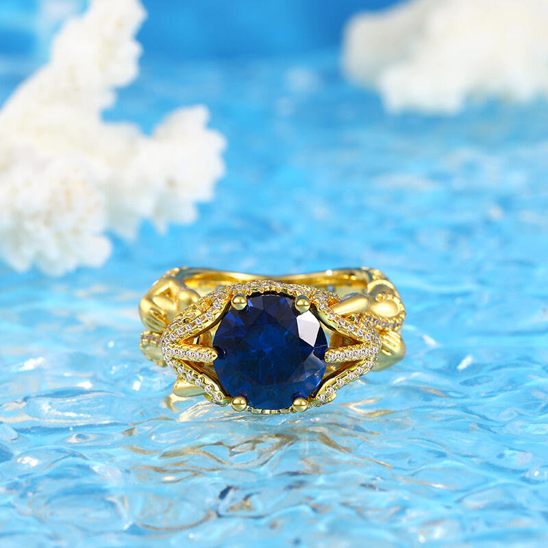 Jeulia "The Ocean's Fairy" Round Cut Sterling Silver Mermaid Ring