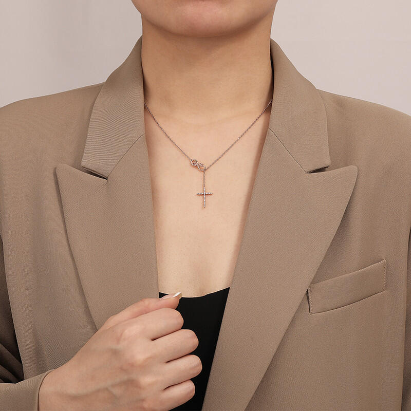 "Believe In Love" Round Cut Cross Necklace